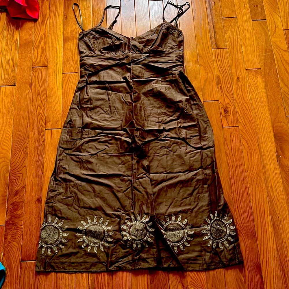 Loft midi dress with straps; size 6.